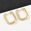 Rectangle Brass Clear Cubic Zirconia Stud Earrings EJEW-A156-12B-G-1