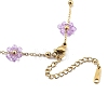 Glass Flower Link Chain Necklaces NJEW-H041-04G-01-3