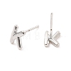 Brass Hollow Out Initial Letter Stud Earrings for Women EJEW-A044-01P-K-2