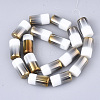 Half Electroplate Opaque Glass Beads Strands EGLA-S177-02H-2