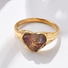 Heart Natural Amethyst Finger Rings RJEW-D303-01G-05-3