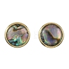 Flat Round Natural Paua Shell Stud Earring for Women EJEW-JE07126-01-5