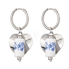 Column with Heart 316 & 202 Stainless Steel Hoop Earrings EJEW-JE06736-02-3