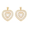 Valentine's Day Brass Micro Pave Clear Cubic Zirconia Pendants ZIRC-F148-12A-G-1