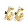Ion Plating(IP) 304 Stainless Steel C-Shaped Stud Earrings EJEW-K291-01G-1
