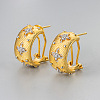 Brass Clear Cubic Zirconia Hoop Earrings WGCB859-01-1