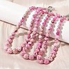 Dyed Natural Fossil Graduated Round Beaded Necklaces NJEW-F368-03P-3