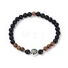 Natural Lava Rock Beads Stretch Bracelets BJEW-JB03395-01-1