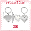 4Pcs 316 Stainless Steel Heart Locket Pendant Keychains KEYC-PH01618-2