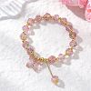 Handmade Gold Sand Lampwork Beaded Charm Bracelets BJEW-JB13010-01-1
