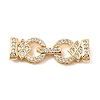 Brass Micro Pave Clear Cubic Zirconia Fold Over Clasps KK-B189-03G-1