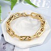 304 Stainless Steel Oval Link  Chain Bracelets for Women Men BJEW-F488-49C-G-1