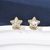 Brass Micro Pave Clear Cubic Zirconia Stud Earrings EJEW-C174-02C-G-1