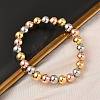 Brass Round Beaded Stretch Bracelets for Men Women BJEW-B148-05E-M-3