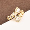 Brass Micro Pave Cubic Zirconia Cuff Rings for Women RJEW-Z113-48G-4