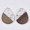 Transparent Resin & Walnut Wood Pendants RESI-S358-95-A02-1