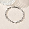 Horse Eye Brass Micro Pave Clear Cubic Zirconia Link Chain Bracelets for Women BJEW-C156-07B-P-2