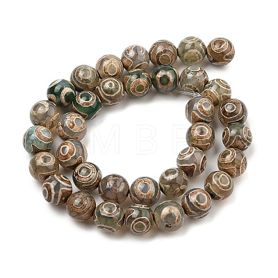 Natural Tibetan 3-Eye dZi Agate Beads Strands G-A240-A03-01-1