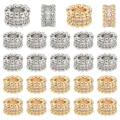 10Pcs 2 Colors Brass Micro Pave Cubic Zirconia European Beads KK-YW0004-30-1