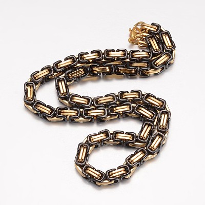 201 Stainless Steel Byzantine Chain Necklaces X-NJEW-K062-01C4-8mm-1