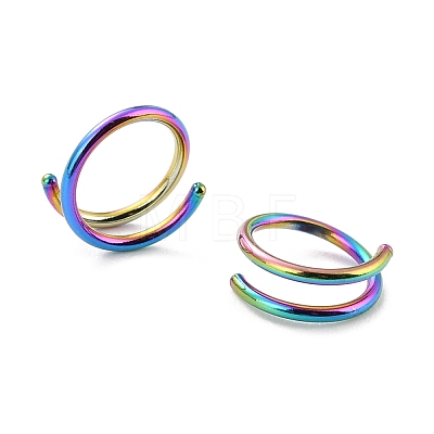 Rainbow Color Double Nose Ring for Single Piercing AJEW-C010-02M-01-1