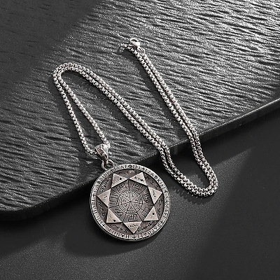 Alloy Gothic Seven Archangels Seal Magic Circle Pendant Necklaces for Men WG0D1B4-01-1