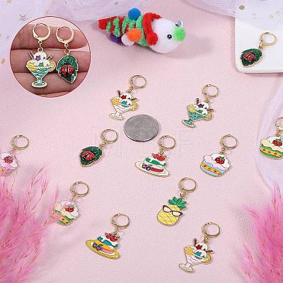 Alloy Enamel Cake/Ice-cream/Fruit Pendant Locking Stitch Markers HJEW-SW00037-1