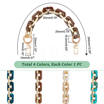 WADORN 4Pcs 4 Colors Imitation Stone Acrylic Boston Link Chains Bag Straps FIND-WR0005-21-1