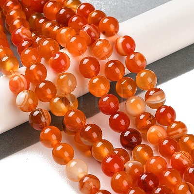 Natural Striped Agate/Banded Agate Beads Strands G-Z060-A01-B17-1