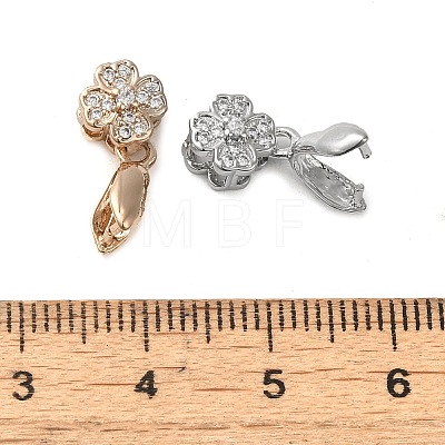 Rack Plating Brass Micro Pave Clear Cubic Zirconia Ice Pick Pinch Bails KK-K340-11-1