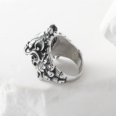 Punk Style 304 Stainless Steel Dragon Finger Rings for Men UN0454-3-1
