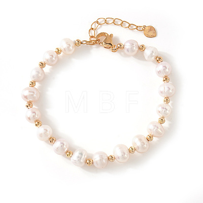 Natural Pearl and Gold Bead Women's Bracelets QK8220-1-1
