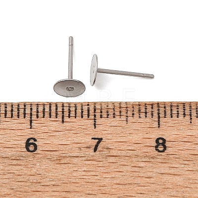 Tarnish Resistant 316 Surgical Stainless Steel Flat Round Blank Peg Stud Earring Settings STAS-R073-06-1