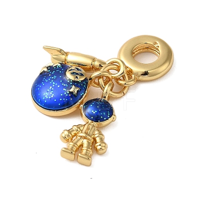 Rack Plating Brass Blue Enamel European Dangle Charms KK-P279-31G-1