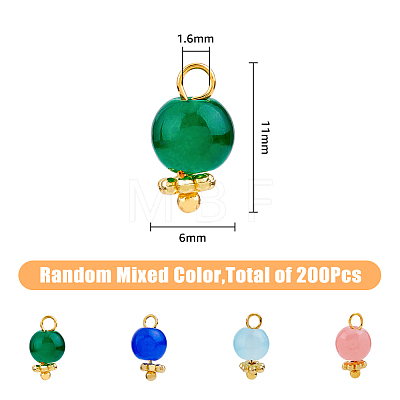 200Pcs Imitation Jade Round Glass Beads Charms FIND-HY0001-25-1
