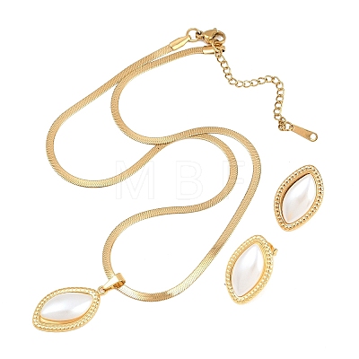 304 Stainless Steel Pendant Necklaces & Stud Earrings Sets SJEW-H002-01A-G-1