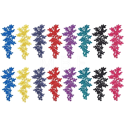 Fingerinspire 16Pcs 8 Colors Polyester Embroidery Costume Accessories PATC-FG0001-03-1