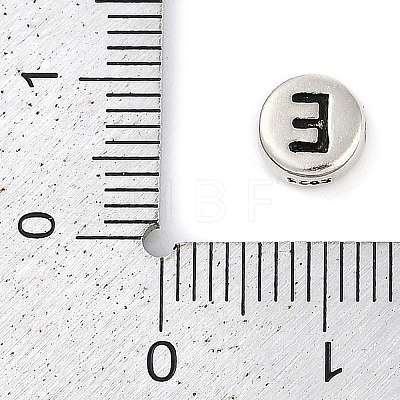 925 Sterling Silver Flat Round with Letter Beads STER-G044-01AS-E-1