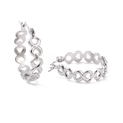 304 Stainless Steel Infinity Hoop Earrings for Women EJEW-G293-28P-1