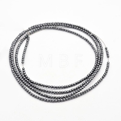 Non-magnetic Synthetic Hematite Faceted Round Bead Strands G-N0161-09-1