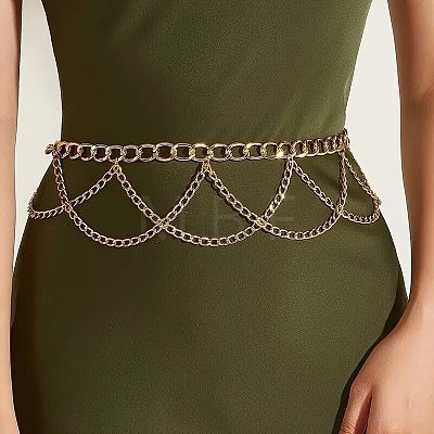 Alloy Twisted Link Chain Tassel Waist Chains for Women WG41EDD-01-1