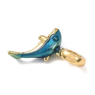 Ocean Brass Enamel European Dangle Charms KK-E803-04G-1