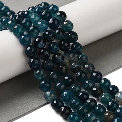 Dyed & Heated Natural Dragon Veins Agate Beads Strands G-P539-A01-16-1