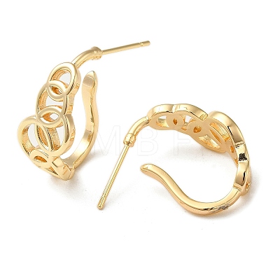 Brass Ring Stud Earrings EJEW-C070-01G-1