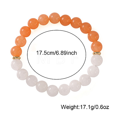 Natural White Jade Round & Topaz Jade Beaded Stretch Bracelets for Women Men BA4782-1