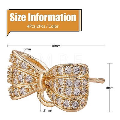 2Pairs 2 Color Brass Micro Pave Cubic Zirconia Earring Findings with Loop DIY-SZ0008-41-1
