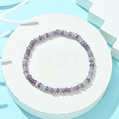Natural Lilac Jade Flat Round Beaded Stretch Bracelets for Women BJEW-JB09717-03-1