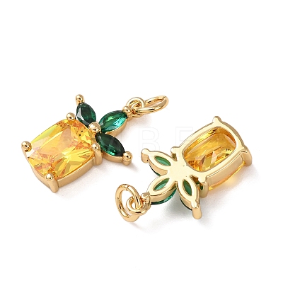 Brass Micro Pave Cubic Zirconia Pendants KK-C143-33B-G-1