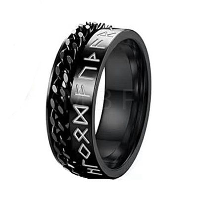 Viking Rune Stainless Steel  Rotatable Finger Ring PW-WGDA45C-18-1