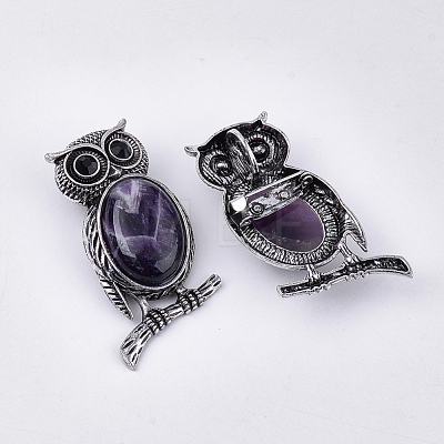 Natural Amethyst Brooches/Pendants G-S353-05A-1